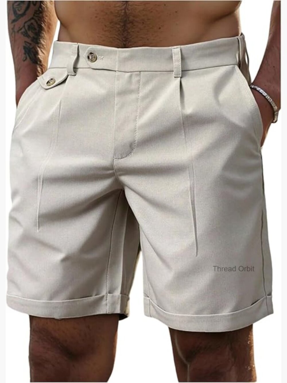 Flat Front Golf Shorts with Pockets Wide Leg Pleated